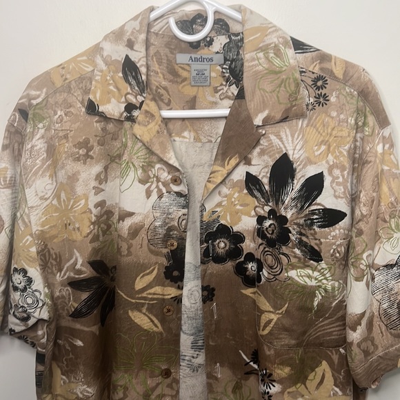 Andros Men Vintage Hawaiian 100% Silk Button Down Shirt Size Medium - Picture 6 of 11